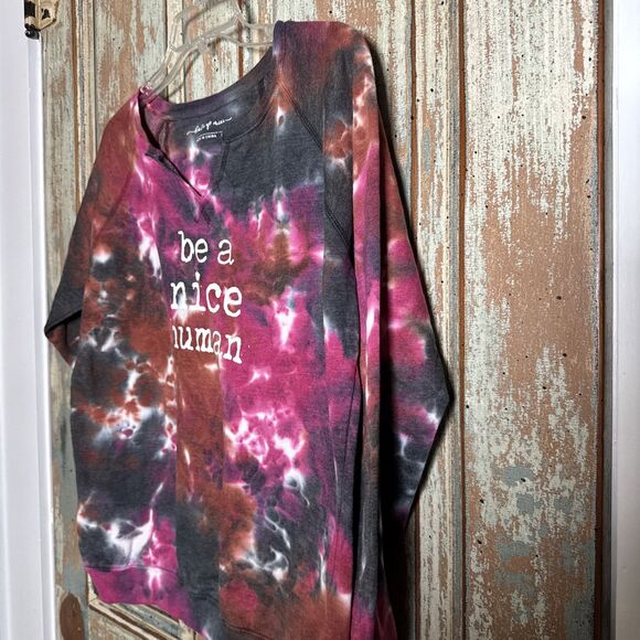 State of Mine Womens Sweatshirt Tie Dye Be A Nice Human Size Small - Picture 4 of 6